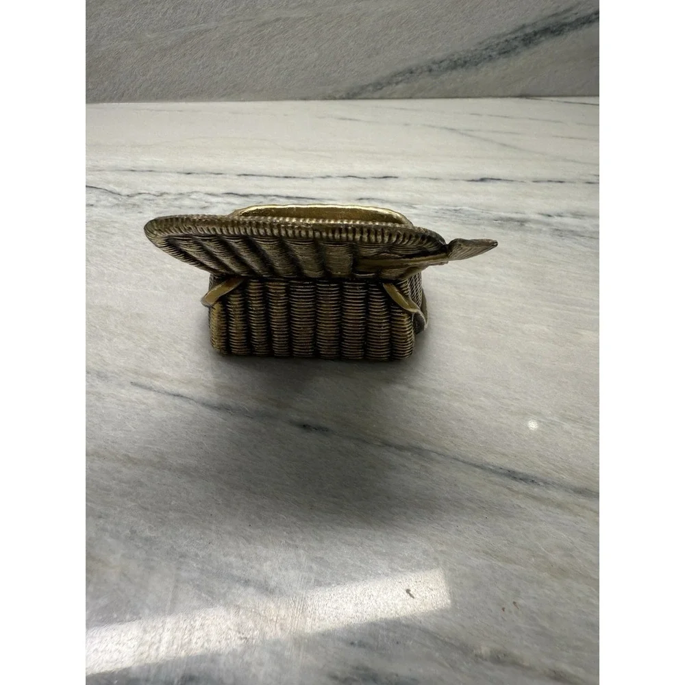 Antique‎ Vintage Jennings Brother Fish In A Basket Paperweight Brass Rare Htf